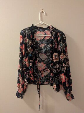 Floral tie blouse